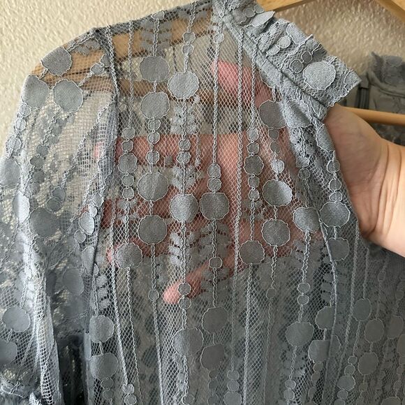 Sundance Ellery Lace Sheer Boho Tiered Bell Sleeve Dress Size S Petite - Picture 5 of 8